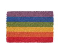 CKB LTD Rainbow Stripe Novelty Doormat - Colourful Decorative Natural Coir Welcome Door Mat with Non Slip PVC Backing, Indoor Outdoor, Front Back, 60 x 40cm