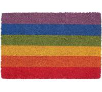 Ckb Ltd Rainbow Stripe Novelty Doormat Colourful Decorative Natural Coir Welcome Door Mat With Non-Slip Pvc Backing Indoor Outdoor