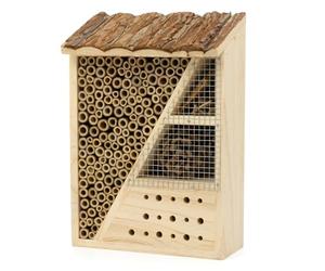 CKB LTD Rectangle Natural Wood Bark Insect Bug Hotel - For Bees Ladybirds House Wooden Outside Shelter Garden Nest Garden Home Outdoor Habitat House - Medium 29cm x 20cm x 10cm