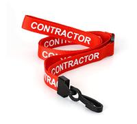 CKB LTD Red Contractor Lanyards Breakaway Safety Lanyard Neck Strap Swivel Plastic Clip for ID Card Holder Pull Quick Release Design Pack of 100