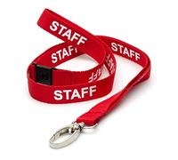 CKB LTD Red Staff LANYARDS Breakaway Safety Lanyard Neck Strap Swivel Metal Clip for ID Card Holder - Pull Quick Release Design Pack of 100