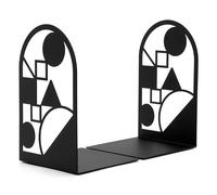 CKB LTD Set of 2 Geometric Bookends Contemporary Desk Tidy Unique Book Ends | Modern Heavy Duty Metal Bookshelf Holders for Shelves