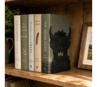 CKB Ltd Set Of 2 Highland Cow Bookends, Cute Flat Book Ends For Shelves