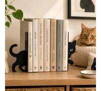 CKB Ltd Set Of 2 Shy Black Cat Hiding Bookends, Cute 3D Book Ends For Shelves