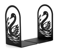 CKB LTD Set of 2 Swan Bookends, Decorative Flat Book Ends, Black