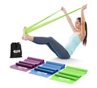 CKB Ltd Set Of 3 - 1.5M Stretch Resistance Bands Natural Latex Therapy, Stretching, Strength Functional Fitness Exercise
