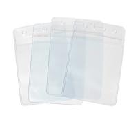 CKB LTD Show Clear Vertical Portrait ID Badge Card Plastic Pocket Pouch Holder - Double Sided Identity Waterproof Dust-Proof Office Pouches for Travel Businesses Schools Teachers Events (Pack of 20)