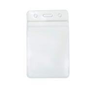 CKB LTD Show Clear Vertical Portrait ID Badge Card Plastic Pocket Pouch Holder - Double Sided Identity Waterproof Dust-Proof Office Pouches for Travel Businesses Schools Teachers Events (Pack of 50)