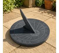 Ckb Ltd Slate Sundial Outdoor Garden Ornament - Large Round Tabletop Patio Sun Clock With Roman Numerals Display, Timepiece Décor
