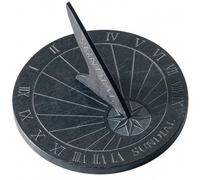 CKB LTD Slate Sundial Outdoor Garden Ornament - Large Round Tabletop Patio Sun Clock With Roman Numerals Display, Timepiece Decor