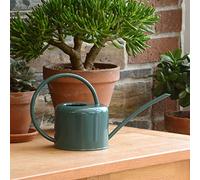 CKB Ltd® Small 1.1L Indoor Watering Can - Dark Green Coloured Galvanised Powder Coated Steel - For Houseplants Contemporary Metal Design With Narrow Spout And High Handle (Green)