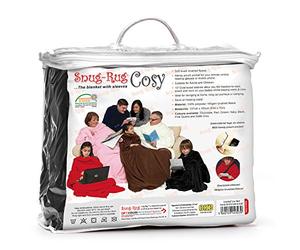 CKB LTD Snug Rug Cosy Blanket With Sleeves GENUINE SnugRug Sleeved Blankets Super Soft 160gsm Fleece Soft Fabric Oversized Sleeves and Pouch Pocket Adults Size (Black)