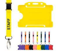 CKB Ltd Staff Lanyard with Card Holder Double Pack ID Breakaway Safety Lanyards Neck Strap Swivel Metal Clip - Pull Quick Release Design (Yellow)