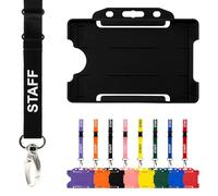 CKB Ltd Staff Lanyard with Card Holder Double Pack ID Breakaway Safety Lanyards Neck Strap Swivel Metal Clip - Pull Quick Release Design (Black)