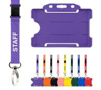 CKB Ltd Staff Lanyard with Card Holder Double Pack ID Breakaway Safety Lanyards Neck Strap Swivel Metal Clip - Pull Quick Release Design (Purple)