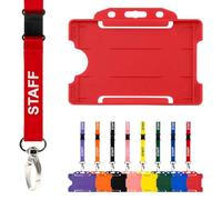 CKB Ltd Staff Lanyard with Card Holder Double Pack ID Breakaway Safety Lanyards Neck Strap Swivel Metal Clip - Pull Quick Release Design (Red)