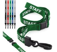CKB LTD Staff LANYARDS Breakaway Safety Lanyard Pre-Printed Text Neck Strap Swivel Plastic Clip for ID Card Holder - Pull Quick Release Design (Pack of 10, Green)