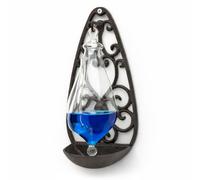 CKB LTD Storm Glass Weather Forecaster Barometer with Cast Iron Base - Traditional Thunder Forecast Bottle Predictor with Blue Liquid, Outdoor Decoration Weather Station
