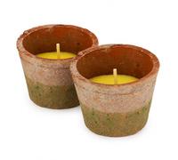 CKB LTD Terracotta Citronella Incense Candle Weathered Pot Table Accessory | Pack of 2 Outdoor Insect Mosquito Repellent Burner For Garden, Camping, Summer Patio Natural Bug Repelling