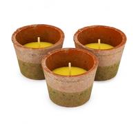 CKB LTD Terracotta Citronella Incense Candle Weathered Pot Table Accessory | Pack of 3 Outdoor Insect Mosquito Repellent Burner For Garden, Camping, Summer Patio Natural Bug Repelling