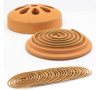 Ckb Ltd Terracotta Citronella Incense Coil Holder With 10 Coils Garden Outdoor Insect Mosquito Fly Repellent Burner
