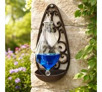 Ckb Ltd Traditional Storm Glass Bottle Weather Forecaster Barometer With Cast Iron Base With Blue Liquid, Outdoor Weather Décor