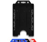 CKB LTD® Vertical Double Sided Rigid Slide in Open Faced ID Card Badge Holders Portrait Dual Identity Plastic Pass Protector - Holds Two Cards 86mm 54mm cr80 Credit Card Sized (Black, Pack of 100)