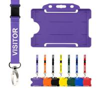 CKB LTD Visitor Lanyard Badge Holder Double Pack ID Breakaway Safety Lanyards Neck Strap with Swivel Metal Clip - Pull Quick Release Design (Purple)