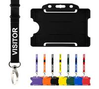 CKB LTD Visitor Lanyard Badge Holder Double Pack ID Breakaway Safety Lanyards Neck Strap with Swivel Metal Clip - Pull Quick Release Design (Black)