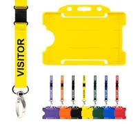 CKB LTD Visitor Lanyard Badge Holder Double Pack ID Breakaway Safety Lanyards Neck Strap with Swivel Metal Clip - Pull Quick Release Design (Yellow)