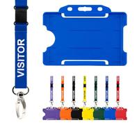 CKB LTD Visitor Lanyard Badge Holder Double Pack ID Breakaway Safety Lanyards Neck Strap with Swivel Metal Clip - Pull Quick Release Design (Blue)