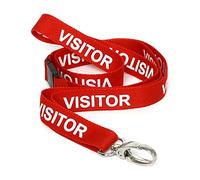 CKB LTD Visitor LANYARDS Breakaway Safety Lanyard Neck Strap Swivel Metal Clip for ID Card Holder - Pull Quick Release Design (Red, Pack of 10)