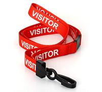 CKB LTD Visitor LANYARDS Breakaway Safety Lanyard Neck Strap Swivel Plastic Clip for ID Card Holder - Pull Quick Release Design (Pack of 10, Red)