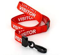 CKB LTD Visitor LANYARDS Breakaway Safety Lanyard Neck Strap Swivel Plastic Clip for ID Card Holder - Pull Quick Release Design (Pack of 50, Red)