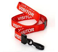 CKB LTD Visitor LANYARDS Breakaway Safety Lanyard Neck Strap Swivel Plastic Clip for ID Card Holder - Pull Quick Release Design (Pack of 20, Red)