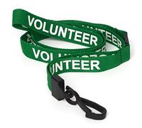 CKB LTD Volunteer LANYARDS Breakaway Safety Lanyard Neck Strap Swivel Plastic Clip for ID Card Holder - Pull Quick Release Design (Green, Pack of 100)