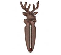 CKB LTD Wall Mounted Cast Iron Garden Thermometer for Indoor & Outdoor Use | Brown Deer, Stag Shaped Temperature Gauge for Greenhouse, Conservatory, Home and Garden Décor