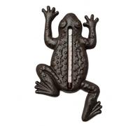CKB LTD Wall Mounted Cast Iron Garden Thermometer for Indoor & Outdoor Use | Brown Frog Toad Shaped Temperature Gauge for Greenhouse, Conservatory, Home and Garden Décor