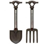 CKB LTD Wall Mounted Garden Thermometer Double Pack - Cast Iron Temperature Reading Tool For Outdoor/Indoor Use in Greenhouse, Conservatory, Home Art Decoration Ornament (Spade & Fork)