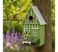 Ckb Ltd Wooden Bird Nesting Box House Hanging Green Garden Shed