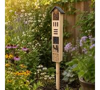 Ckb Ltd Wooden Insect Hotel With Stake Pole, 6 Compartment Bug House Tower