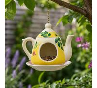 Ckb Ltd Yellow Flower Design Ceramic Teapot Bird Feeders Hanging Station For Garden Small Birds