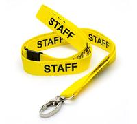CKB LTD Yellow Staff LANYARDS Breakaway Safety Lanyard Neck Strap Swivel Metal Clip for ID Card Holder - Pull Quick Release Design Pack of 50