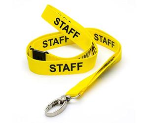 CKB LTD Yellow Staff LANYARDS Breakaway Safety Lanyard Neck Strap Swivel Metal Clip for ID Card Holder - Pull Quick Release Design Pack of 100