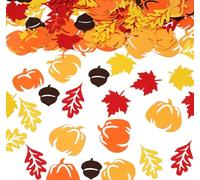 CKCSHI 100 Pcs Fall Party Table Confetti, Autumn Confetti, Little Pumpkin Maple Leaf Table Confetti, Maple Leaf Confetti for Home Happy Thanksgiving Halloween Holiday Party Crafts Decoration