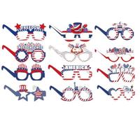 CKCSHI 12 pcs 4th of July Party Glasses, American Patriotic Eyeglasses, Independence Day Accessories, American Flag Glasses for Veterans Day July Fourth Patriotic Party School Party Favor Photo Prop