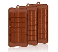 CKCSHI 3 Pcs Break Apart Chocolate Moulds, Silicone, Non-Stick Reusable, Rectangular Prism, Brown