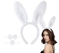 CKCSHI 3 piece Bunny Costume Accessory Set, Easter Bunny Ears, Easter Rabbit Headband,Rabbit Ears Bow Tie Round Tail, Set Fancy Dress Party Accessories World Book Day Adult's Halloween Outfit