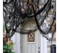 CKCSHI Halloween Black Creepy Fabric, 400 x 40inches, Cotton & Polyester, Spooky Cloth for Haunted House Decorations