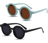 CKDSA 2 Pairs Kids Sunglasses Baby Polarized Sunglasses Toddler UV400 Protection Cute Round Glasses Retro Style for Boys and Girls Aged 0-3 Baby Summer Accessories